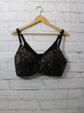 Torrid Dream Wire Free Lightly Lined 40DD Black Gold Shimmer Everyday Bra